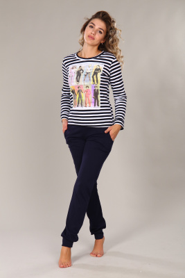 Женский домашний костюм с брюками 68 черно-белый